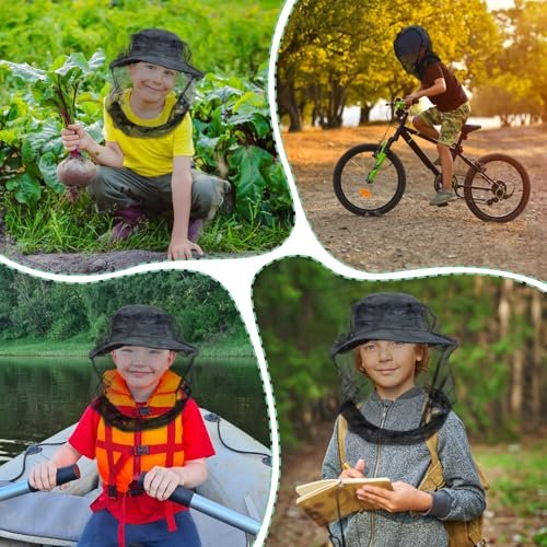 South to East Premium Kinder Mückenschutznetz für Insekten, 2er-Pack, Fliegen- und Käferschutz | Extra groß und lang, extra feine Maschen für Camping, Wandern, Angeln, Safari, passend für alle Hüte für Kinder von 5-12 Jahren