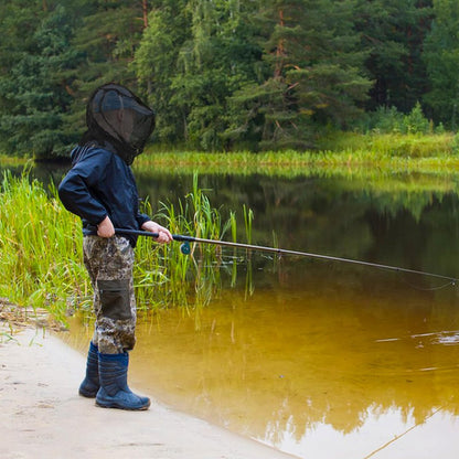 South to East Premium Kinder Mückenschutznetz für Insekten, 2er-Pack, Fliegen- und Käferschutz | Extra groß und lang, extra feine Maschen für Camping, Wandern, Angeln, Safari, passend für alle Hüte für Kinder von 5-12 Jahren