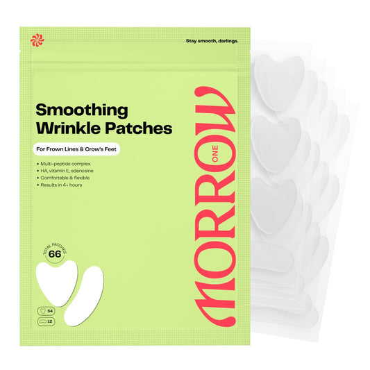 Morrow One - Peptid-Infused Glättende Fältchenpflaster - Übernachtpflaster zum Glätten von feinen Linien und Falten, Anti-Aging-Sticker für Krähenfüße, Zornesfalten, Lachfalten (66 Stück)