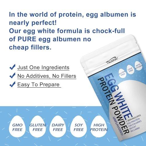 Talcufon Eiklarproteinpulver 227g – pasteurisiert, ohne Zusätze, glutenfrei, ungesüßt – ideal zum Backen und Kochen