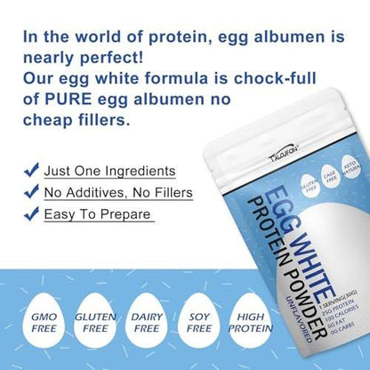 Talcufon Eiklarproteinpulver 227g – pasteurisiert, ohne Zusätze, glutenfrei, ungesüßt – ideal zum Backen und Kochen