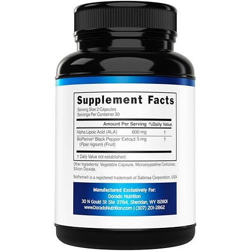 Alpha-Liponsäure 600 mg pro Portion 60 Kapseln – Starkes Antioxidans für Neuropathie und Herz-Kreislauf-Gesundheit (ALA-Präparat) – Drittanbieter getestet, Nicht-GVO, Glutenfrei, Vegan & Hergestellt in den USA