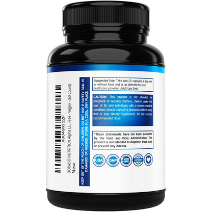 Alpha-Liponsäure 600 mg pro Portion 60 Kapseln – Starkes Antioxidans für Neuropathie und Herz-Kreislauf-Gesundheit (ALA-Präparat) – Drittanbieter getestet, Nicht-GVO, Glutenfrei, Vegan & Hergestellt in den USA