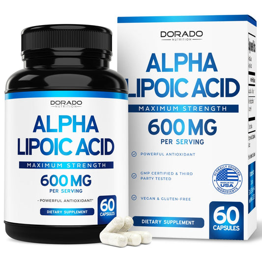 Alpha-Liponsäure 600 mg pro Portion 60 Kapseln – Starkes Antioxidans für Neuropathie und Herz-Kreislauf-Gesundheit (ALA-Präparat) – Drittanbieter getestet, Nicht-GVO, Glutenfrei, Vegan & Hergestellt in den USA