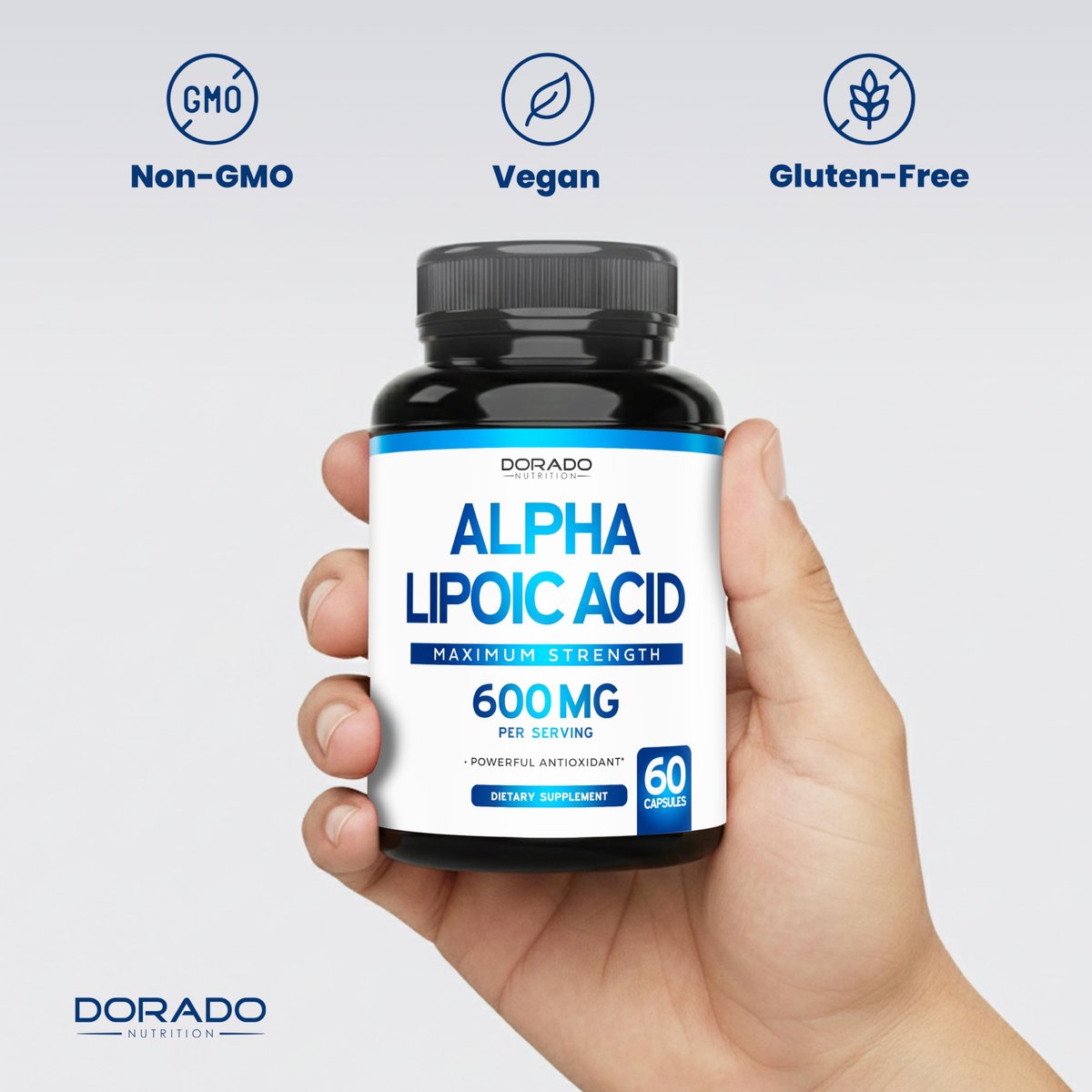 Alpha-Liponsäure 600 mg pro Portion 60 Kapseln – Starkes Antioxidans für Neuropathie und Herz-Kreislauf-Gesundheit (ALA-Präparat) – Drittanbieter getestet, Nicht-GVO, Glutenfrei, Vegan & Hergestellt in den USA