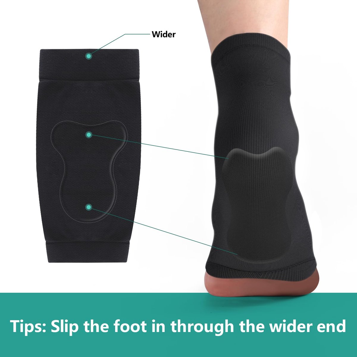 Welnove Fersen-Schutz-Socken bei Achillessehnenentzündung – Kompressionsstrümpfe mit Gel-Polster – FSA & HSA geeignet – für Bursitis, Schmerzen, trockene und rissige Fersen – Regular