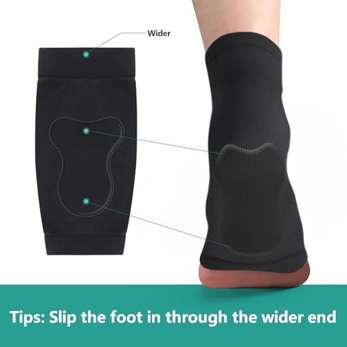 Welnove Fersen-Schutz-Socken bei Achillessehnenentzündung – Kompressionsstrümpfe mit Gel-Polster – FSA & HSA geeignet – für Bursitis, Schmerzen, trockene und rissige Fersen – Regular