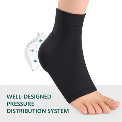 Welnove Fersen-Schutz-Socken bei Achillessehnenentzündung – Kompressionsstrümpfe mit Gel-Polster – FSA & HSA geeignet – für Bursitis, Schmerzen, trockene und rissige Fersen – Regular
