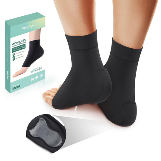 Welnove Fersen-Schutz-Socken bei Achillessehnenentzündung – Kompressionsstrümpfe mit Gel-Polster – FSA & HSA geeignet – für Bursitis, Schmerzen, trockene und rissige Fersen – Regular