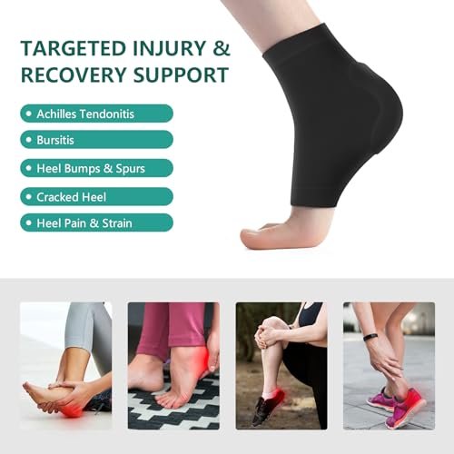 Welnove Fersen-Schutz-Socken bei Achillessehnenentzündung – Kompressionsstrümpfe mit Gel-Polster – FSA & HSA geeignet – für Bursitis, Schmerzen, trockene und rissige Fersen – Regular