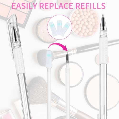 Eyebrow Microblading Marker Pen – 2 Stk. Brow Mapping Stifte mit 4 Ersatzminen und 1 Lineal, Make-up Tattoo Hautmarker, Brow Lamination Zubehör für Augenbrauen Lippen Haut (Weiß)