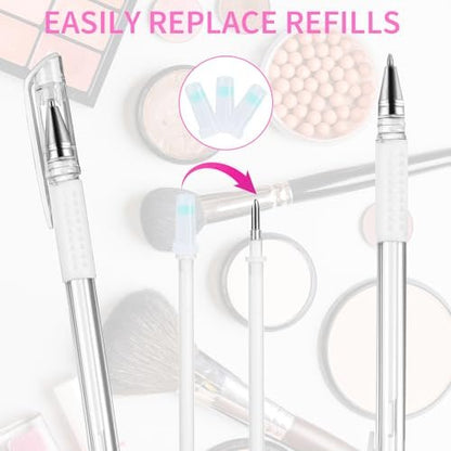 Eyebrow Microblading Marker Pen – 2 Stk. Brow Mapping Stifte mit 4 Ersatzminen und 1 Lineal, Make-up Tattoo Hautmarker, Brow Lamination Zubehör für Augenbrauen Lippen Haut (Weiß)