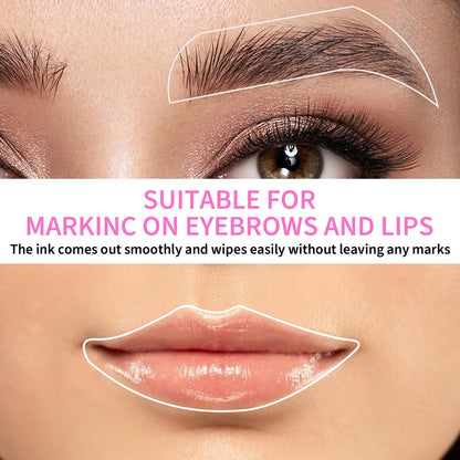 Eyebrow Microblading Marker Pen – 2 Stk. Brow Mapping Stifte mit 4 Ersatzminen und 1 Lineal, Make-up Tattoo Hautmarker, Brow Lamination Zubehör für Augenbrauen Lippen Haut (Weiß)