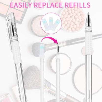 Eyebrow Microblading Marker Pen – 2 Stk. Brow Mapping Stifte mit 4 Ersatzminen und 1 Lineal, Make-up Tattoo Hautmarker, Brow Lamination Zubehör für Augenbrauen Lippen Haut (Weiß)