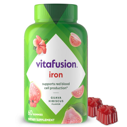 Vitafusion Eisen Gummibärchen – Unterstützt die Bildung roter Blutkörperchen, Guave-Hibiskus-Geschmack, 30 Portionen, 60 Stück