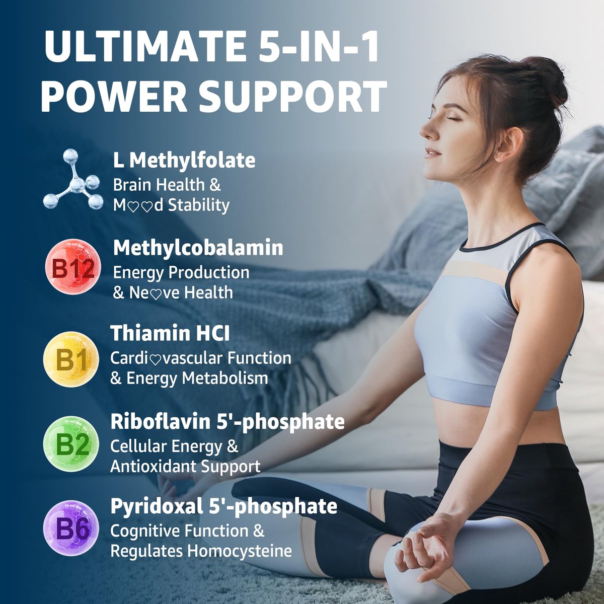 L-MethylFolate 15mg & Methyl B12 Gummies, Methylierte B1, B2, B6 Multivitamine – Aktives 5-MTHF & hohe Absorption – Unterstützt MTHFR-Gen, Kognition, Homocysteinspiegel, Folatstoffwechsel, Vegan, 60 Stück
