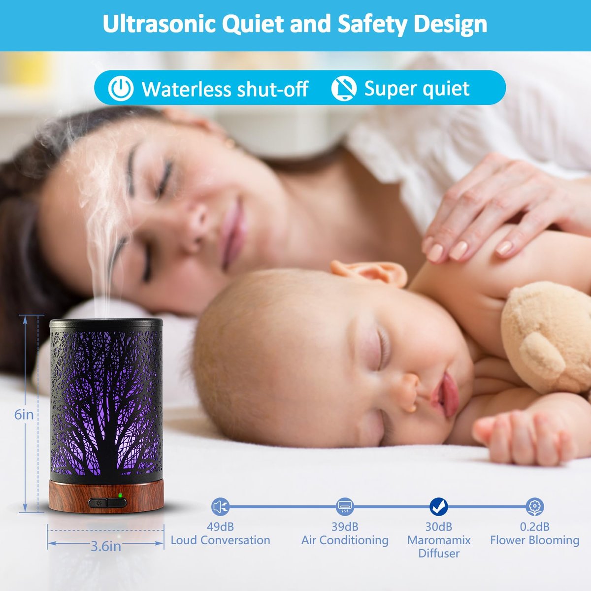 Maromamix Aromatherapie Diffuser 150ML – Metall Ultraschall Duftdiffuser mit 7 Farben LED Licht, Auto-Abschaltung, Geschenk für Mama