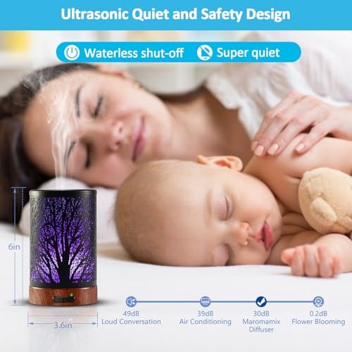 Maromamix Aromatherapie Diffuser 150ML – Metall Ultraschall Duftdiffuser mit 7 Farben LED Licht, Auto-Abschaltung, Geschenk für Mama