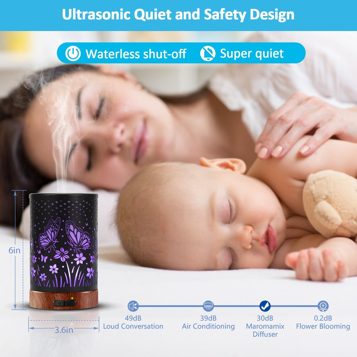 Maromamix Aromadiffusor aus Metall – 150 ml Ultraschall-Kaltvernebler mit 7 Farben LED-Licht, Auto-Abschaltung – Geschenk für Mama – für Zuhause