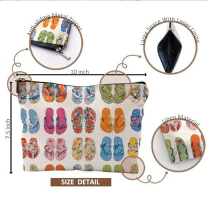 QGFM Bunte Cartoon Strand-Themen Make-up Tasche, Kosmetiktasche für Frauen, Reise & Fitnessstudio