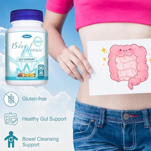 TAOTERS 15-Tage-Darmreinigung Unterstützung 1er Pack, Entgiftungsergänzung mit Senna, Cascara Sagrada & Flohsamenschalen, für Männer und Frauen | 30 Kapseln