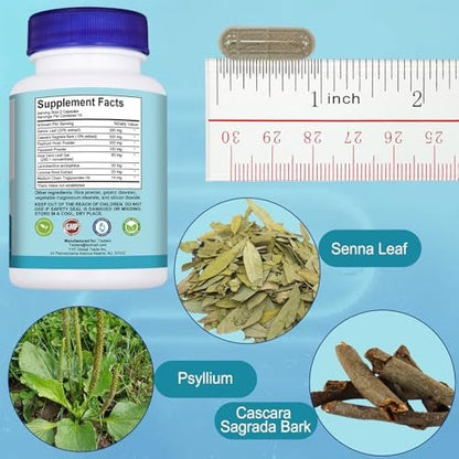 TAOTERS 15-Tage-Darmreinigung Unterstützung 1er Pack, Entgiftungsergänzung mit Senna, Cascara Sagrada & Flohsamenschalen, für Männer und Frauen | 30 Kapseln
