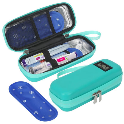 WIBOND Insulin & GLP-1 Kühlbox Reiseetui - Passend für Zepbound und Mounjaro Pens, TSA-zugelassene Peptid-Kühltasche mit Echtzeit-Temperaturanzeige, tragbare Diabetiker-Reisetasche mit 2 Kühlakkus