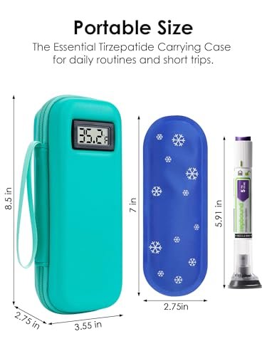 WIBOND Insulin & GLP-1 Kühlbox Reiseetui - Passend für Zepbound und Mounjaro Pens, TSA-zugelassene Peptid-Kühltasche mit Echtzeit-Temperaturanzeige, tragbare Diabetiker-Reisetasche mit 2 Kühlakkus