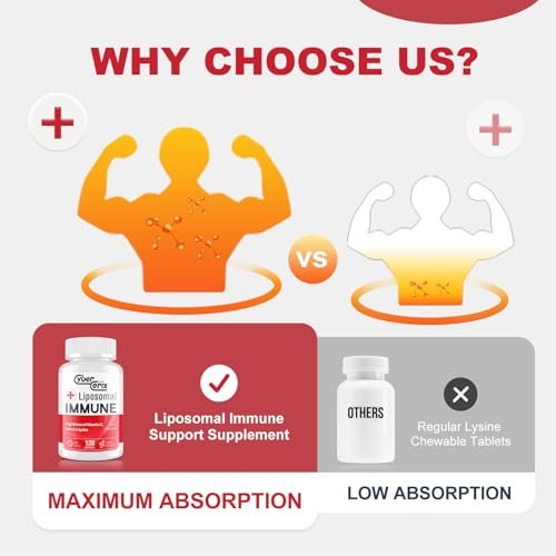 CyberCerix Liposomales Immunsystem-Supplement mit L-Lysin 1.500 mg, Vitaminen, Mineralien & Kräuterextrakten – Tägliche Wellness-Formel für Männer & Frauen, 120 Kapseln