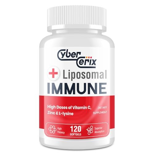 CyberCerix Liposomales Immunsystem-Supplement mit L-Lysin 1.500 mg, Vitaminen, Mineralien & Kräuterextrakten – Tägliche Wellness-Formel für Männer & Frauen, 120 Kapseln