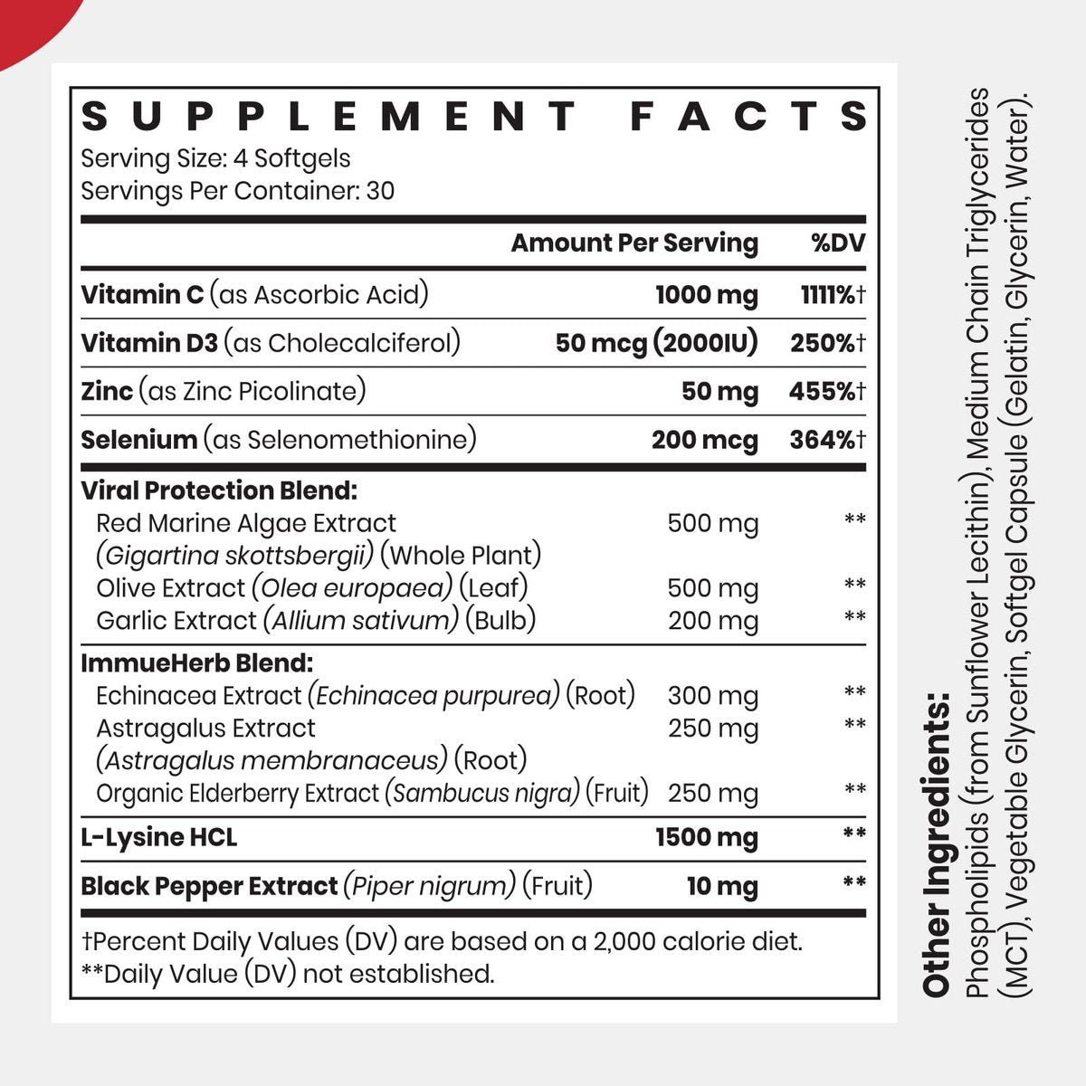 CyberCerix Liposomales Immunsystem-Supplement mit L-Lysin 1.500 mg, Vitaminen, Mineralien & Kräuterextrakten – Tägliche Wellness-Formel für Männer & Frauen, 120 Kapseln