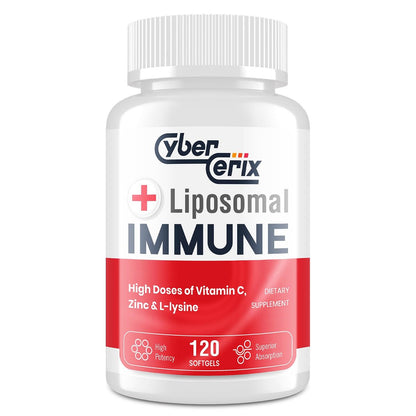 CyberCerix Liposomales Immunsystem-Supplement mit L-Lysin 1.500 mg, Vitaminen, Mineralien & Kräuterextrakten – Tägliche Wellness-Formel für Männer & Frauen, 120 Kapseln