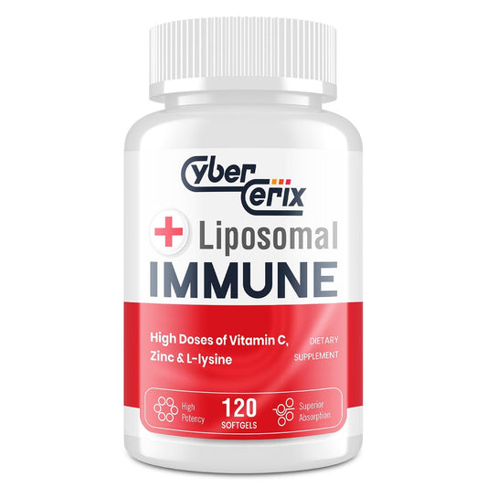 CyberCerix Liposomales Immunsystem-Supplement mit L-Lysin 1.500 mg, Vitaminen, Mineralien & Kräuterextrakten – Tägliche Wellness-Formel für Männer & Frauen, 120 Kapseln