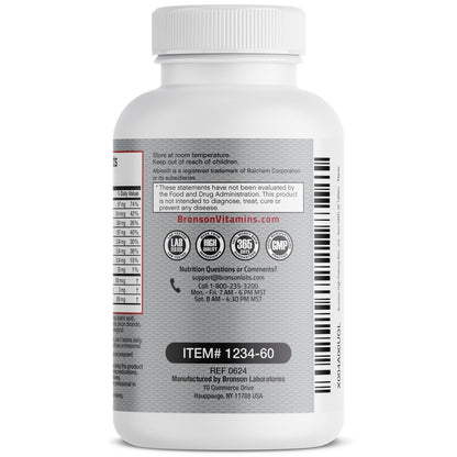 Bronson Knochengesundheits- & Stärkekomplex* Hochpotente Formel mit 200 µg Vitamin K2 als MK7, plus Calcium, Bor, Cissus Quadrangularis, Magnesium, Vitamin D3 und mehr – Non-GMO, 60 Tabletten