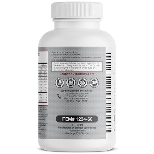 Bronson Knochengesundheits- & Stärkekomplex* Hochpotente Formel mit 200 µg Vitamin K2 als MK7, plus Calcium, Bor, Cissus Quadrangularis, Magnesium, Vitamin D3 und mehr – Non-GMO, 60 Tabletten