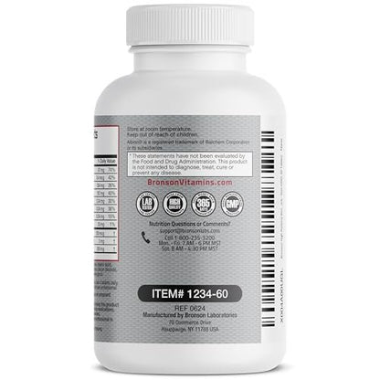 Bronson Knochengesundheits- & Stärkekomplex* Hochpotente Formel mit 200 µg Vitamin K2 als MK7, plus Calcium, Bor, Cissus Quadrangularis, Magnesium, Vitamin D3 und mehr – Non-GMO, 60 Tabletten