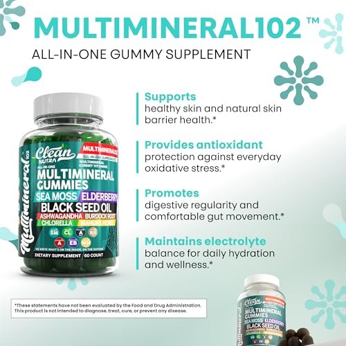 Sea Moss Gummies | Klinisch getestet – Schwarzkümmelöl, Ashwagandha, Holunder, Klettenwurzel, Chlorella, Manuka-Honig – Vegane irische Seemoos-Gummis für Erwachsene, Kinder, Männer, Frauen – Grüner Apfelgeschmack