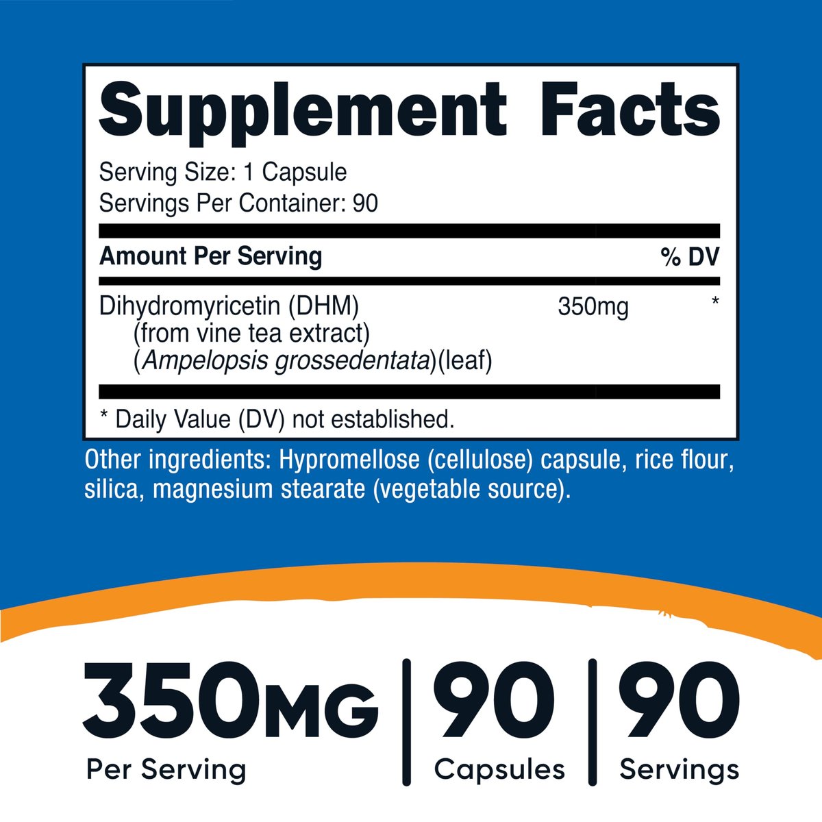 Nutricost Dihydromyricetin (DHM) Kapseln (350 mg, 90 Kapseln) - Vegan, Nicht-GVO, 90 Portionen