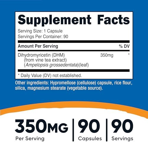 Nutricost Dihydromyricetin (DHM) Kapseln (350 mg, 90 Kapseln) - Vegan, Nicht-GVO, 90 Portionen
