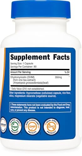 Nutricost Dihydromyricetin (DHM) Kapseln (350 mg, 90 Kapseln) - Vegan, Nicht-GVO, 90 Portionen