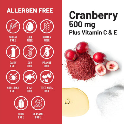 NatureWise Cranberry Kapseln für Frauen - 500 mg Cranberry Extrakt (25:1) + Vitamin C & E - Reinigung für Harnwege & Blase - Vegan, Non-GMO, Zuckerfrei - 60 Kapseln [1-Monatsvorrat]