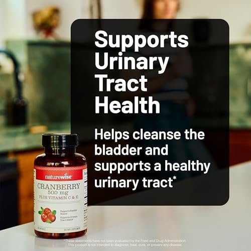 NatureWise Cranberry Kapseln für Frauen - 500 mg Cranberry Extrakt (25:1) + Vitamin C & E - Reinigung für Harnwege & Blase - Vegan, Non-GMO, Zuckerfrei - 60 Kapseln [1-Monatsvorrat]