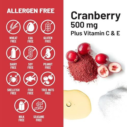 NatureWise Cranberry Kapseln für Frauen - 500 mg Cranberry Extrakt (25:1) + Vitamin C & E - Reinigung für Harnwege & Blase - Vegan, Non-GMO, Zuckerfrei - 60 Kapseln [1-Monatsvorrat]