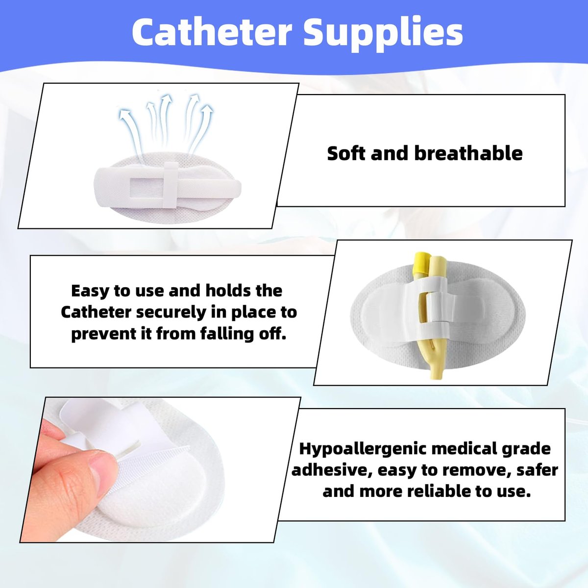 20 Stück Foley-Katheter-Befestigungsvorrichtung, Katheterschlauchhalter, Klebeband für Urinbeutel, Beinhalter für Katheterzubehör für Einzel-/Doppelschlauch, G-Sonde und Ernährungssonde