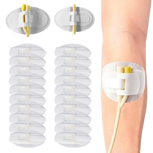 20 Stück Foley-Katheter-Befestigungsvorrichtung, Katheterschlauchhalter, Klebeband für Urinbeutel, Beinhalter für Katheterzubehör für Einzel-/Doppelschlauch, G-Sonde und Ernährungssonde