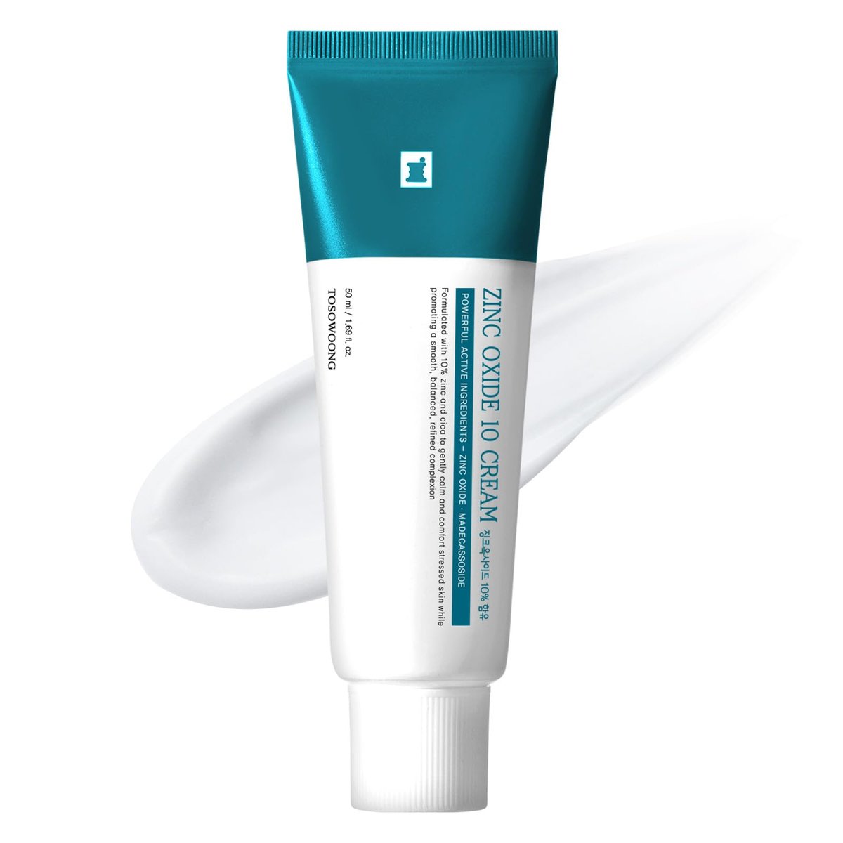 TOSOWOONG Zinkoxid 10 Creme – 100.000 ppm Zinkoxid zur Beruhigung von Akne, Rötungen und Rosacea – Hautbarriere-Reparatur & Feuchtigkeit – Nicht komedogen – Koreanische Hautpflege, 50 g