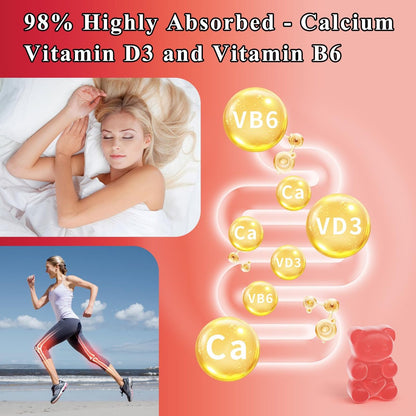 LETSCOL Magnesium Glycinat Gummies 800mg pro Portion – Zuckerfreies Magnesiumpräparat mit Magnesiummalat, Calcium, Vitamin D3, B6, CoQ10 für Ruhe & Schlaf – Erwachsene & Kinder (30 Stück)