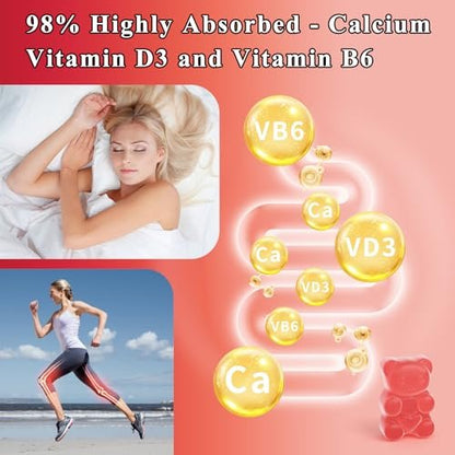 LETSCOL Magnesium Glycinat Gummies 800mg pro Portion – Zuckerfreies Magnesiumpräparat mit Magnesiummalat, Calcium, Vitamin D3, B6, CoQ10 für Ruhe & Schlaf – Erwachsene & Kinder (30 Stück)
