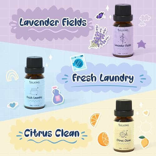 SALKING Waschparfüm-Öle, Premium Duftöl für Diffuser, Duftöl-Geschenkset für Seifen- und Kerzenherstellung – Citrus Clean, Fresh Laundry, Fresh Linen, Lavender Fields, Still Breeze, Minty Fresh