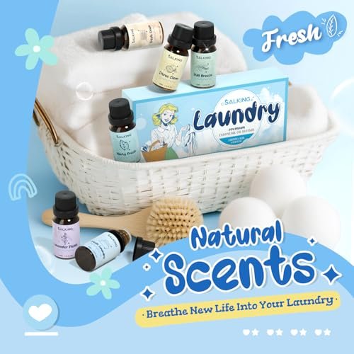 SALKING Waschparfüm-Öle, Premium Duftöl für Diffuser, Duftöl-Geschenkset für Seifen- und Kerzenherstellung – Citrus Clean, Fresh Laundry, Fresh Linen, Lavender Fields, Still Breeze, Minty Fresh